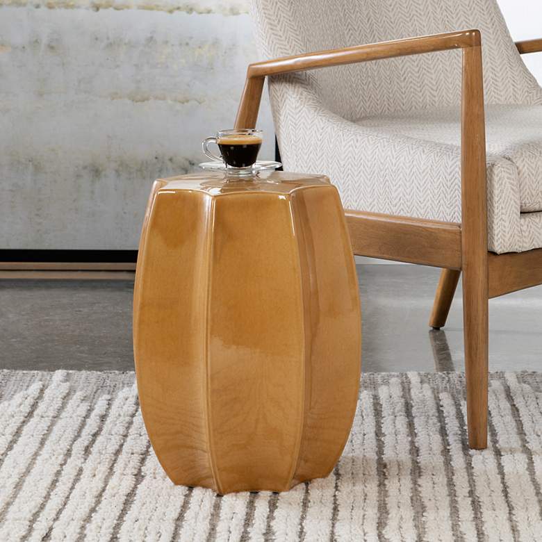 Image 1 Uttermost Sunrise Amber Gloss Glazed Ceramic Garden Stool
