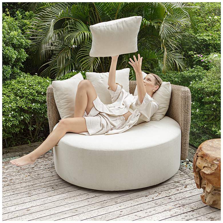 Image 2 Uttermost Sunset Oatmeal Wicker Outdoor Swivel Day Bed more views