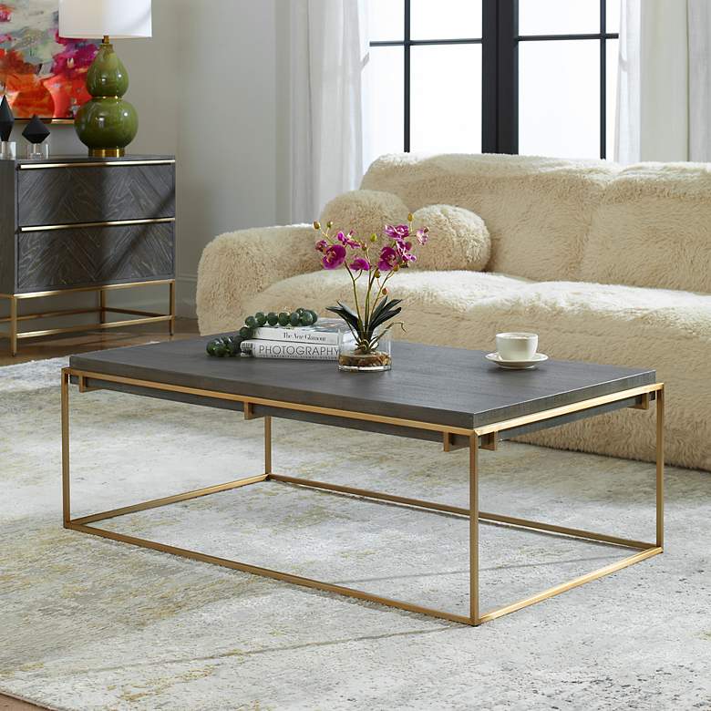 Image 1 Uttermost Surround 16" H Brushed Brass Coffee Table