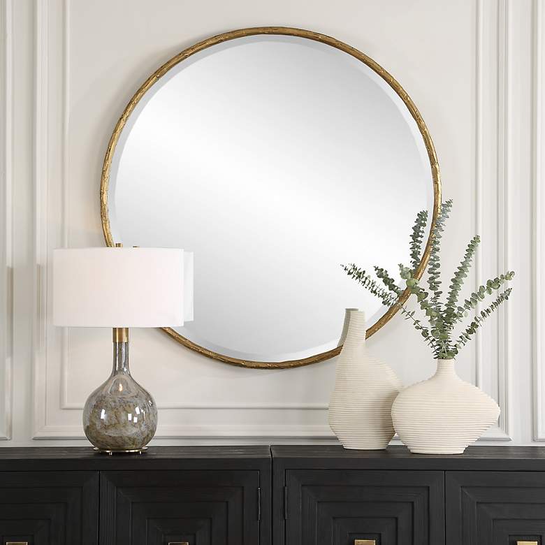 Image 2 Uttermost Sutton Aged Gold 47" Round Oversized Wall Mirror