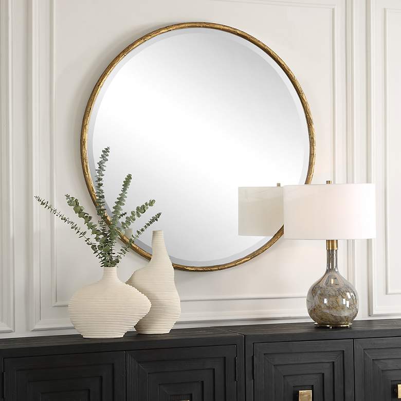 Image 4 Uttermost Sutton Aged Gold 47" Round Oversized Wall Mirror more views