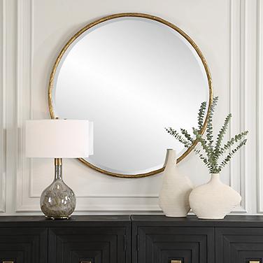 Uttermost Sutton Aged Gold 47" Round Oversized Wall Mirror