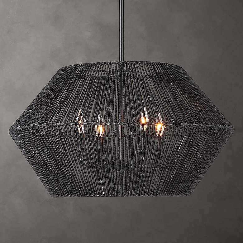 Image 1 Uttermost Suva 28" Black Natural Rope 4-Light Modern Chandelier