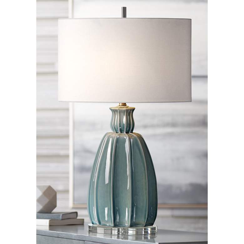 Image 1 Uttermost Suzanette Sky Blue Crackle Ceramic Table Lamp