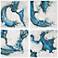 Uttermost Swirls in Blue 4-Piece 20" Square Wall Art Set