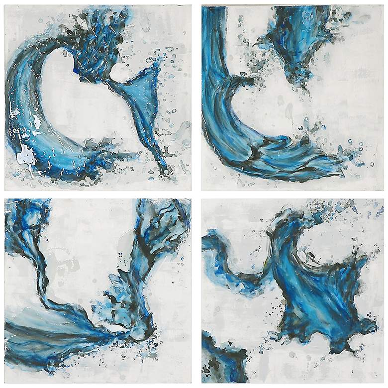 Image 1 Uttermost Swirls in Blue 4-Piece 20 inch Square Wall Art Set