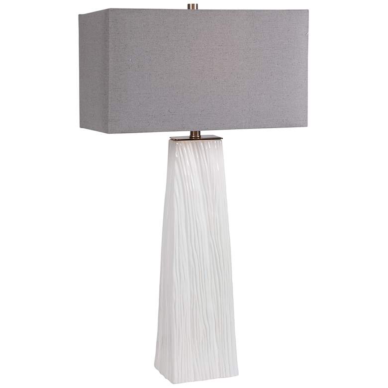 Image 2 Uttermost Sycamore Gloss White Ceramic Table Lamp