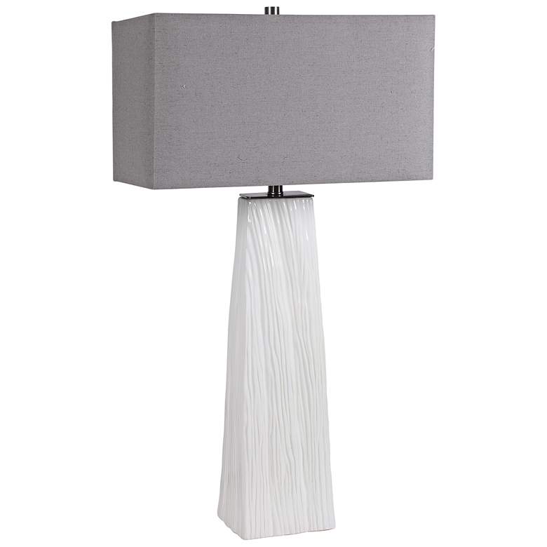 Image 5 Uttermost Sycamore Gloss White Ceramic Table Lamp more views