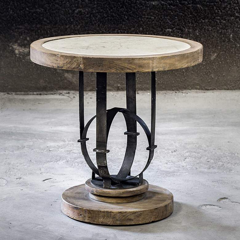 Image 3 Uttermost Sydney 24" Wide Light Oak Wood Round Accent Table more views