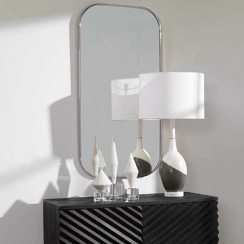 Image 1 Uttermost Taft 41" x 21" Polished Nickel Rectangular Wall Mirror