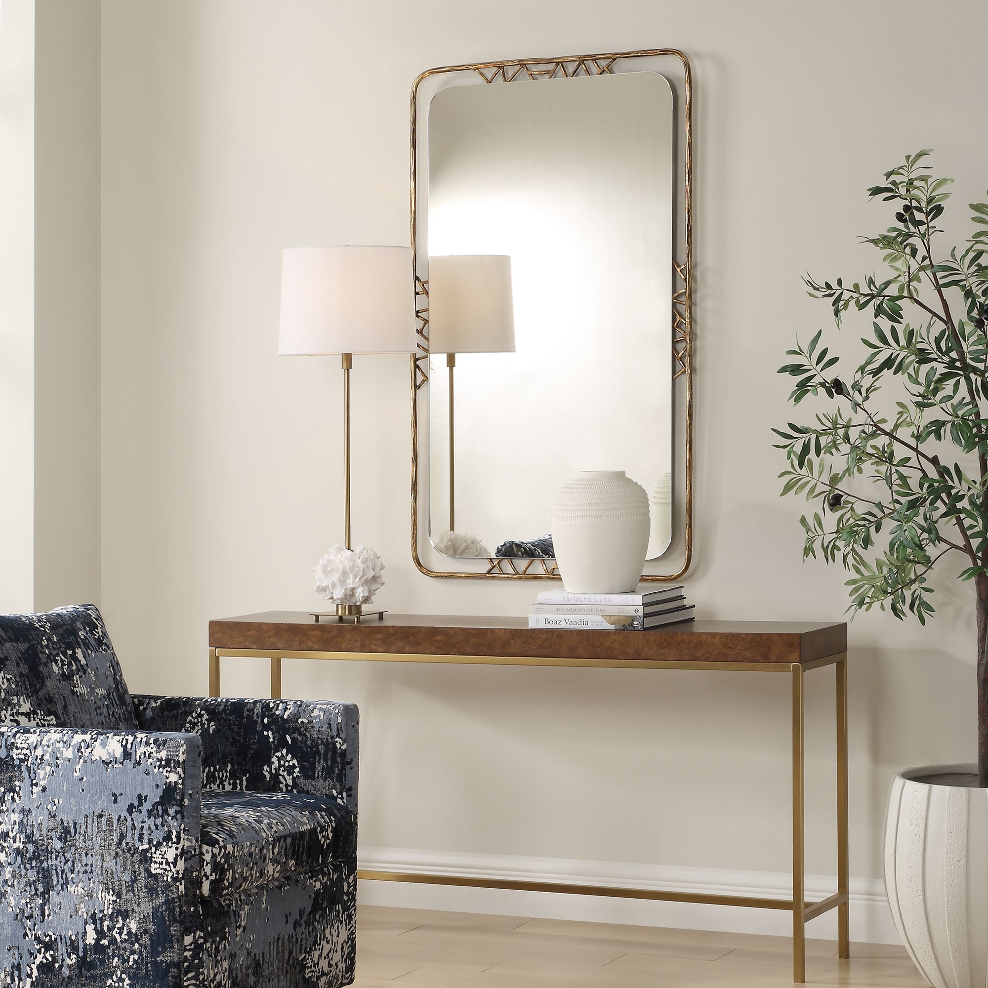 Image 3 Uttermost Tahoma Gold Metal 30" x 50" Wall Mirror more views
