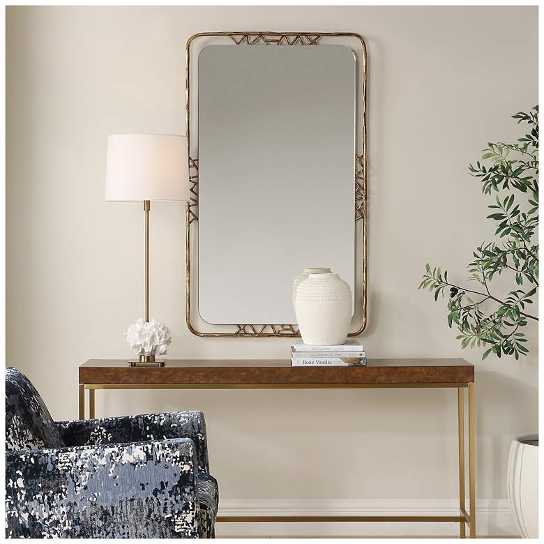 Image 1 Uttermost Tahoma Gold Metal 30" x 50" Wall Mirror
