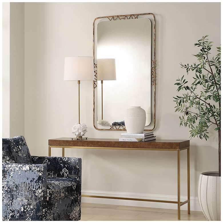 Image 3 Uttermost Tahoma Gold Metal 30" x 50" Wall Mirror more views