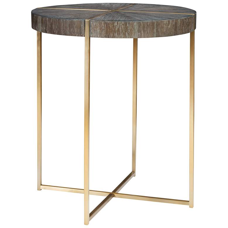 Image 4 Uttermost Taja 20" Wide Dark Walnut and Brass Accent Table more views