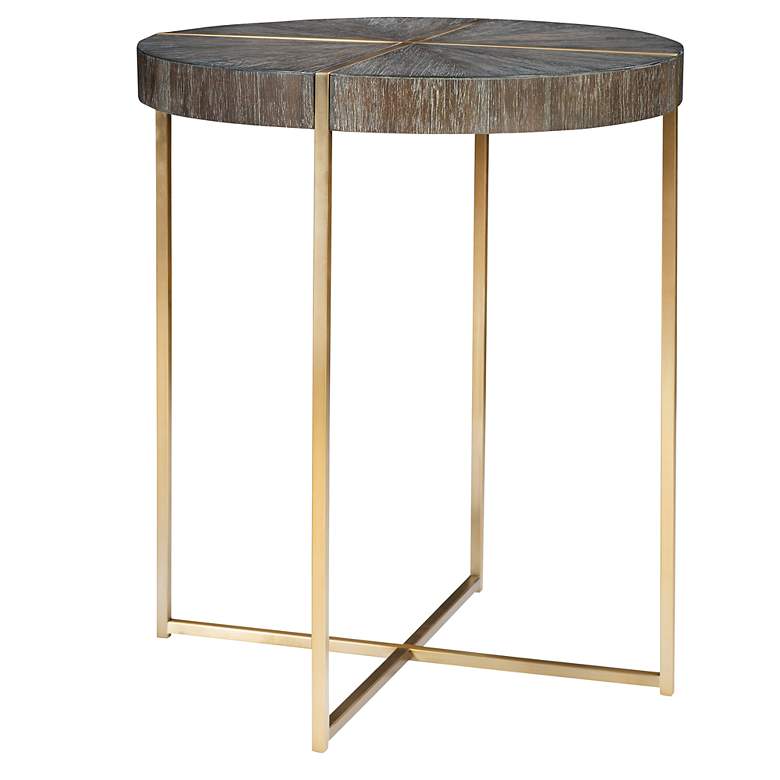 Image 4 Uttermost Taja 20" Wide Dark Walnut and Brass Accent Table more views