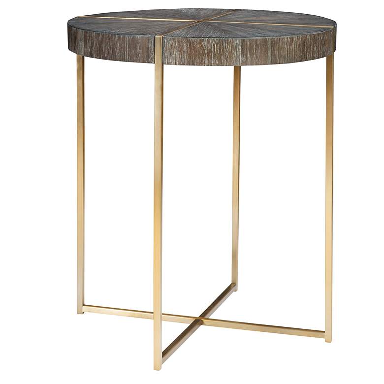 Image 4 Uttermost Taja 20 inch Wide Dark Walnut and Brass Accent Table more views