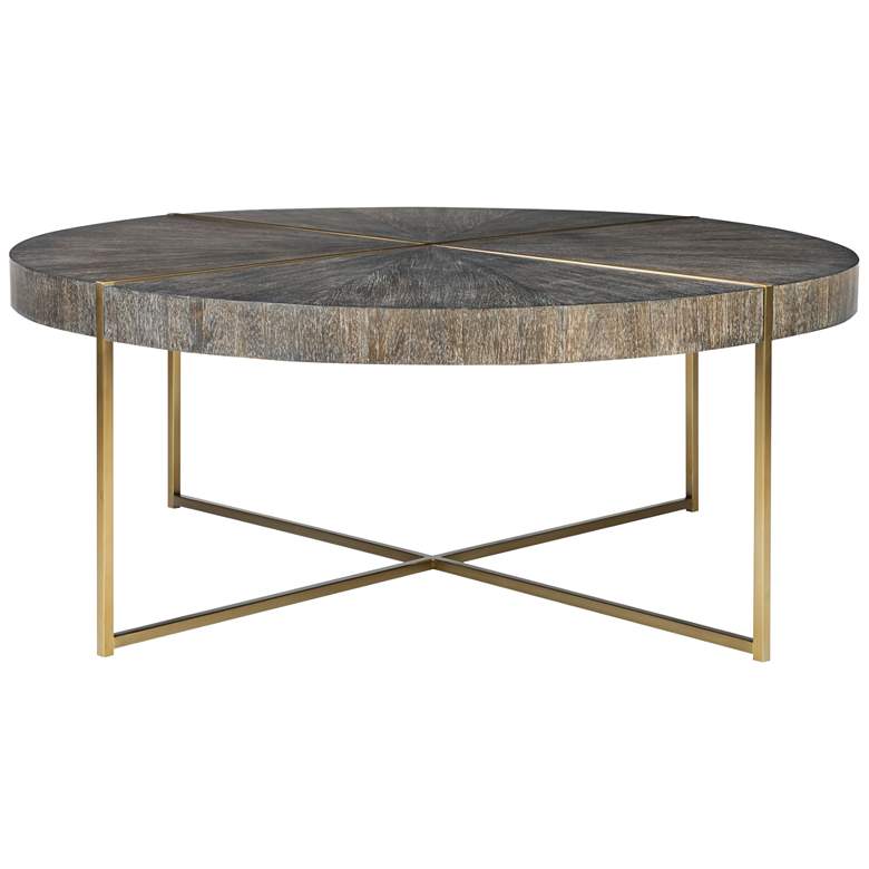 Image 2 Uttermost Taja 42"W Washed Dark Walnut Round Coffee Table
