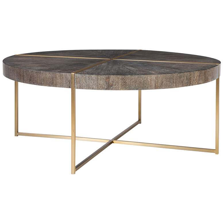 Image 3 Uttermost Taja 42"W Washed Dark Walnut Round Coffee Table more views
