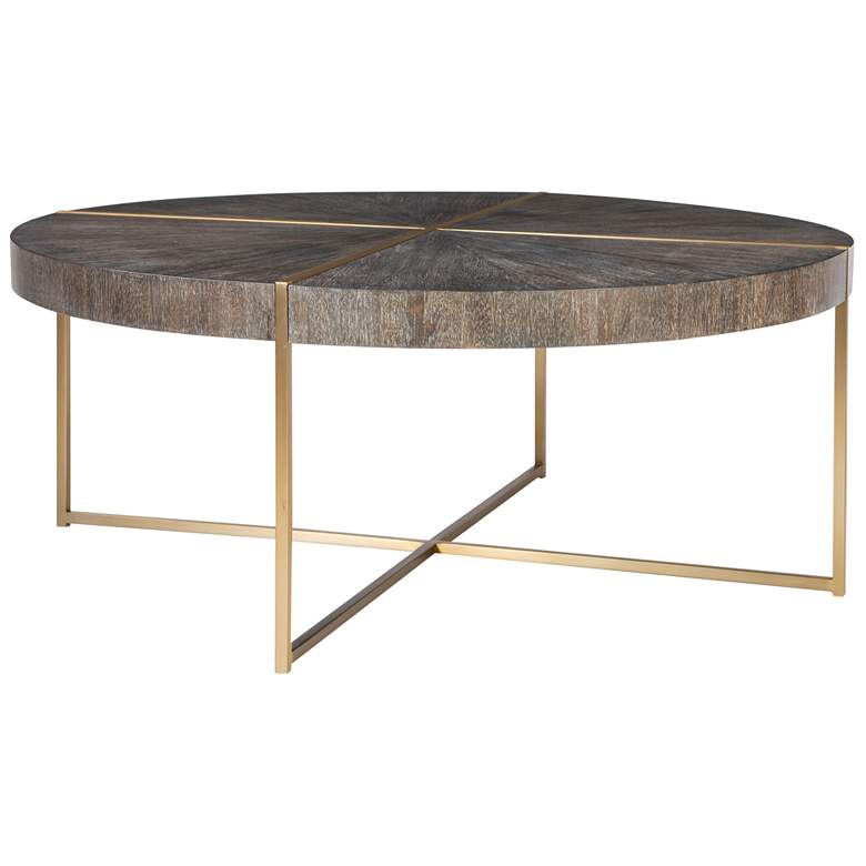 Image 3 Uttermost Taja 42 inchW Washed Dark Walnut Round Coffee Table more views