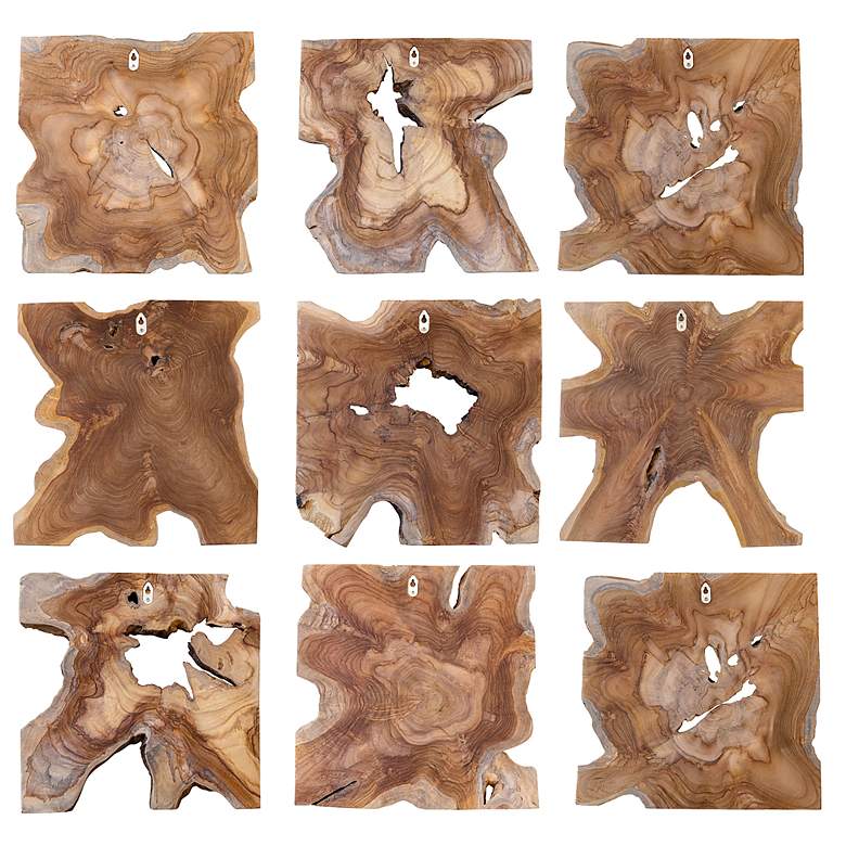 Image 6 Uttermost Talia 16" 9-Piece Teak Wood Wall Decor more views