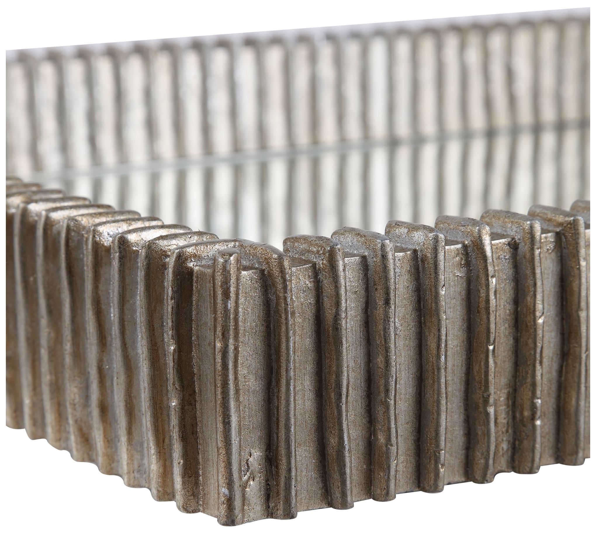 Image 7 Uttermost Talmage Silver Leaf Rectangular Decorative Tray more views