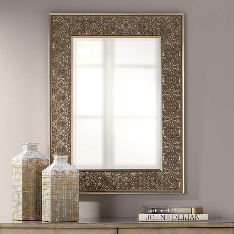 Image 1 Uttermost Tam Champagne Pressed 30 inch x 40 inch Wall Mirror
