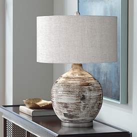 Image1 of Uttermost Tamula 27 1/2" Distressed Gray Ceramic Table Lamp