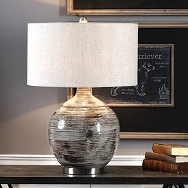 Image4 of Uttermost Tamula 27 1/2" Distressed Gray Ceramic Table Lamp more views