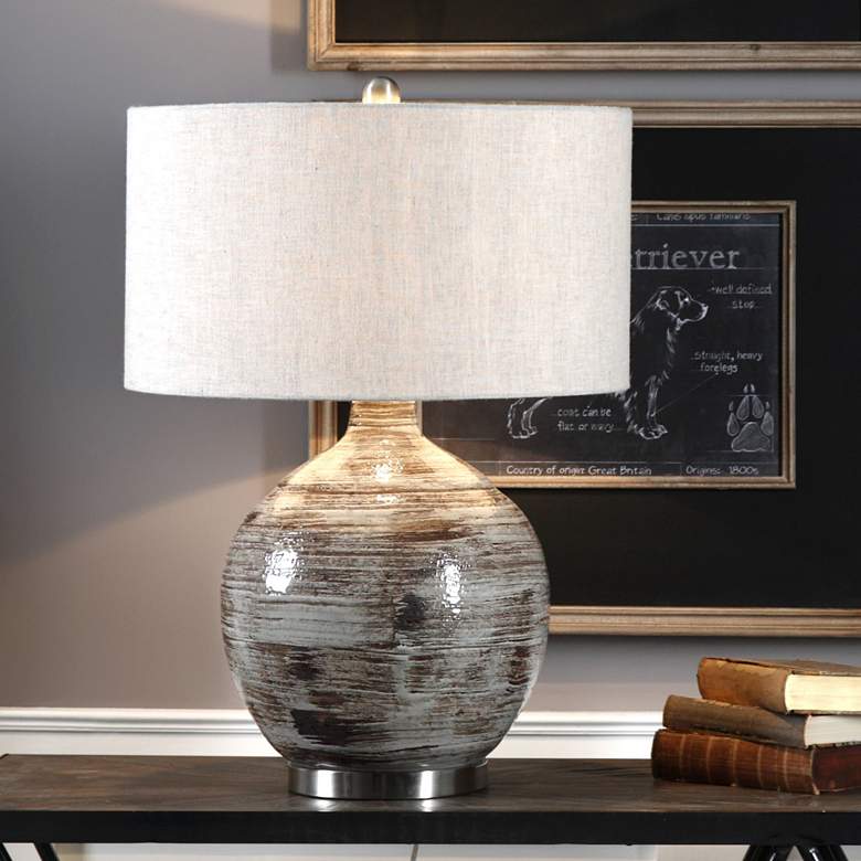 Image 4 Uttermost Tamula 27 1/2 inch Distressed Gray Ceramic Table Lamp more views