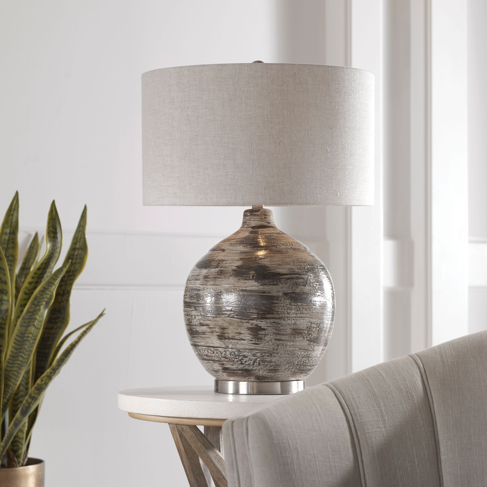 Image 6 Uttermost Tamula 27 1/2" Distressed Gray Ceramic Table Lamp more views