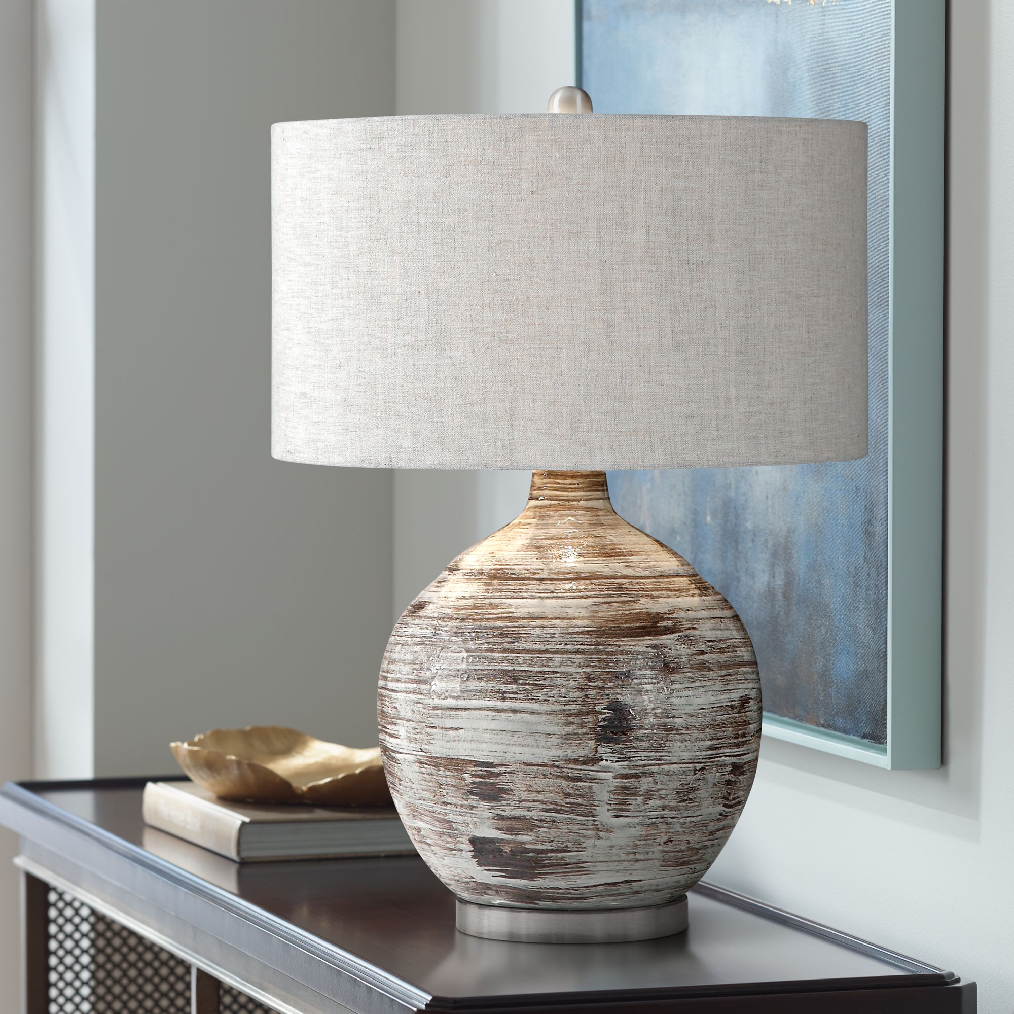 blue and gray table lamps