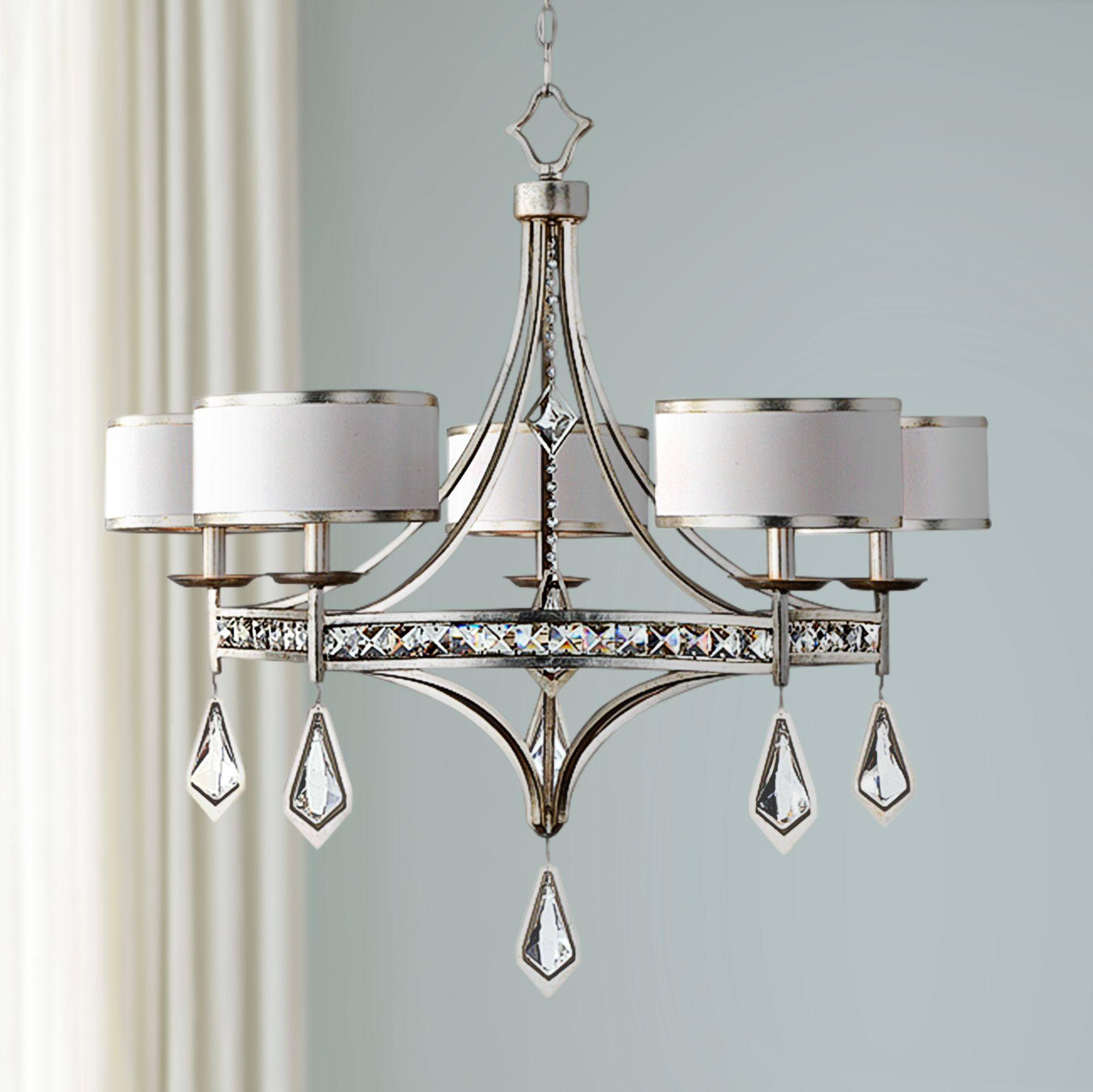 silver chandelier dining room