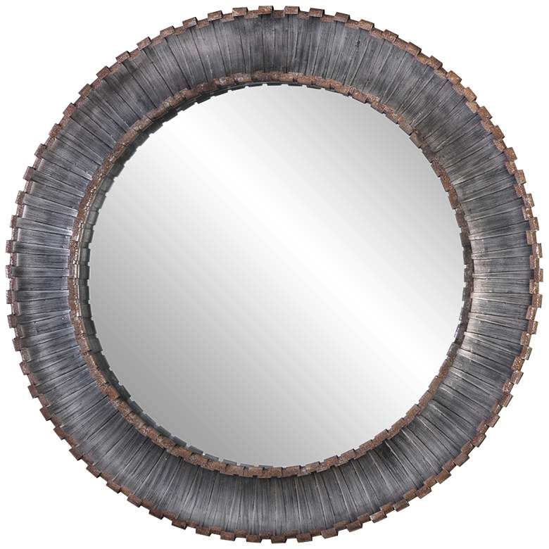 Image 2 Uttermost Tanaina Silver Strip 46 inch Round Wall Mirror