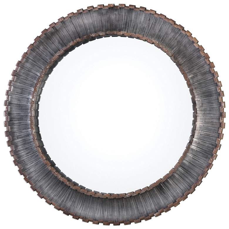 Image 2 Uttermost Tanaina Silver Strip 46 inch Round Wall Mirror