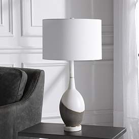 Image1 of Uttermost Tanali Charcoal and Polished White Table Lamp