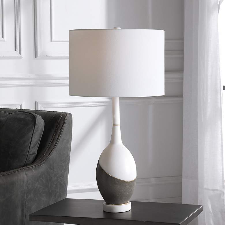 Image 7 Uttermost Tanali Charcoal and Polished White Table Lamp more views