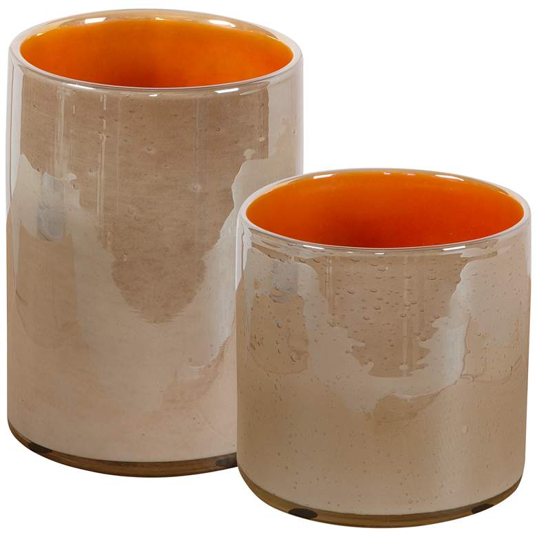 Image 2 Uttermost Tangelo Light Beige Glass Vases Set of 2