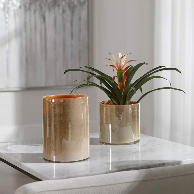 Image 1 Uttermost Tangelo Light Beige Glass Vases Set of 2