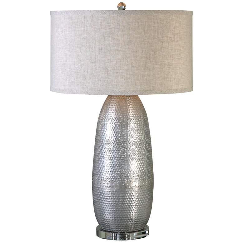 Image 1 Uttermost Tartaro Hammered Iron Burnished Silver Table Lamp