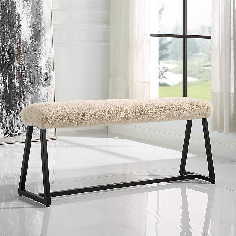 Image 1 Uttermost Taupo 48" Length Beige and Black Bench