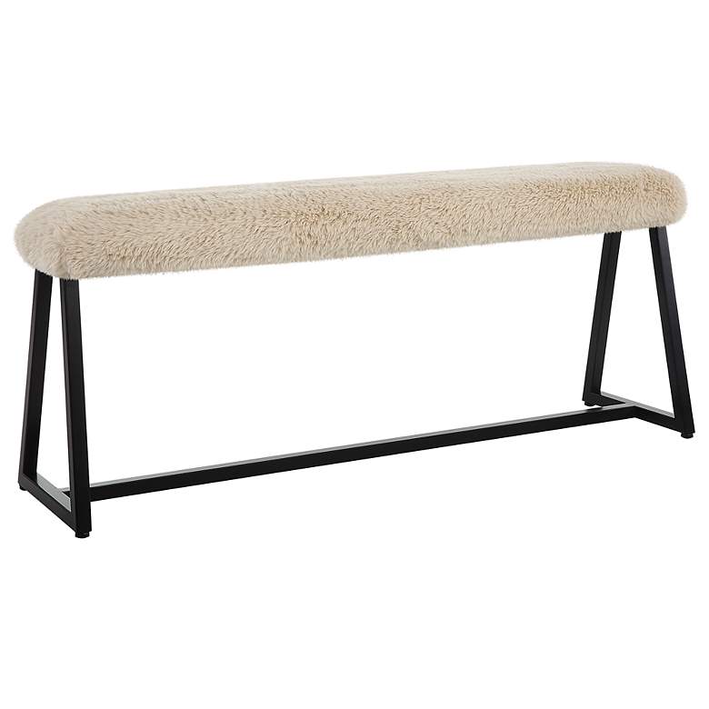 Image 4 Uttermost Taupo 48" Length Beige and Black Bench more views