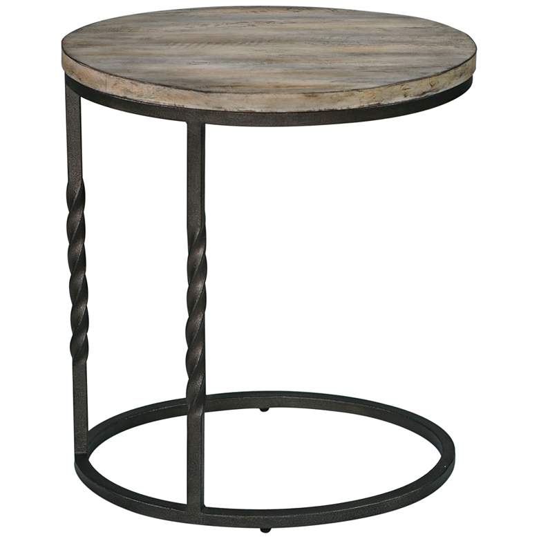 Image 3 Uttermost Tauret 20"W Aged Steel with Brown Wood Side Table more views