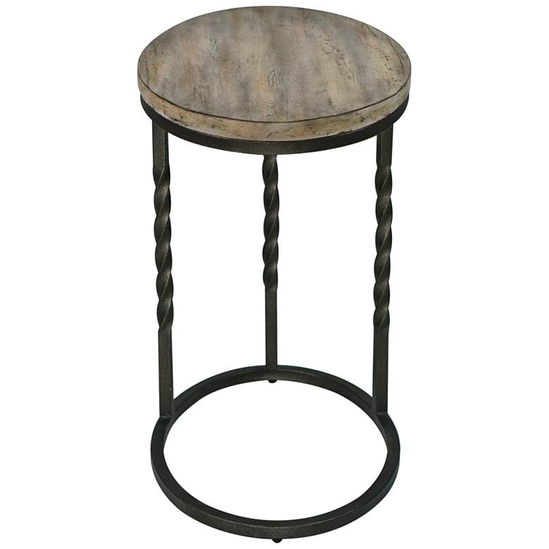 Image 4 Uttermost Tauret 20 inchW Aged Steel with Brown Wood Side Table more views