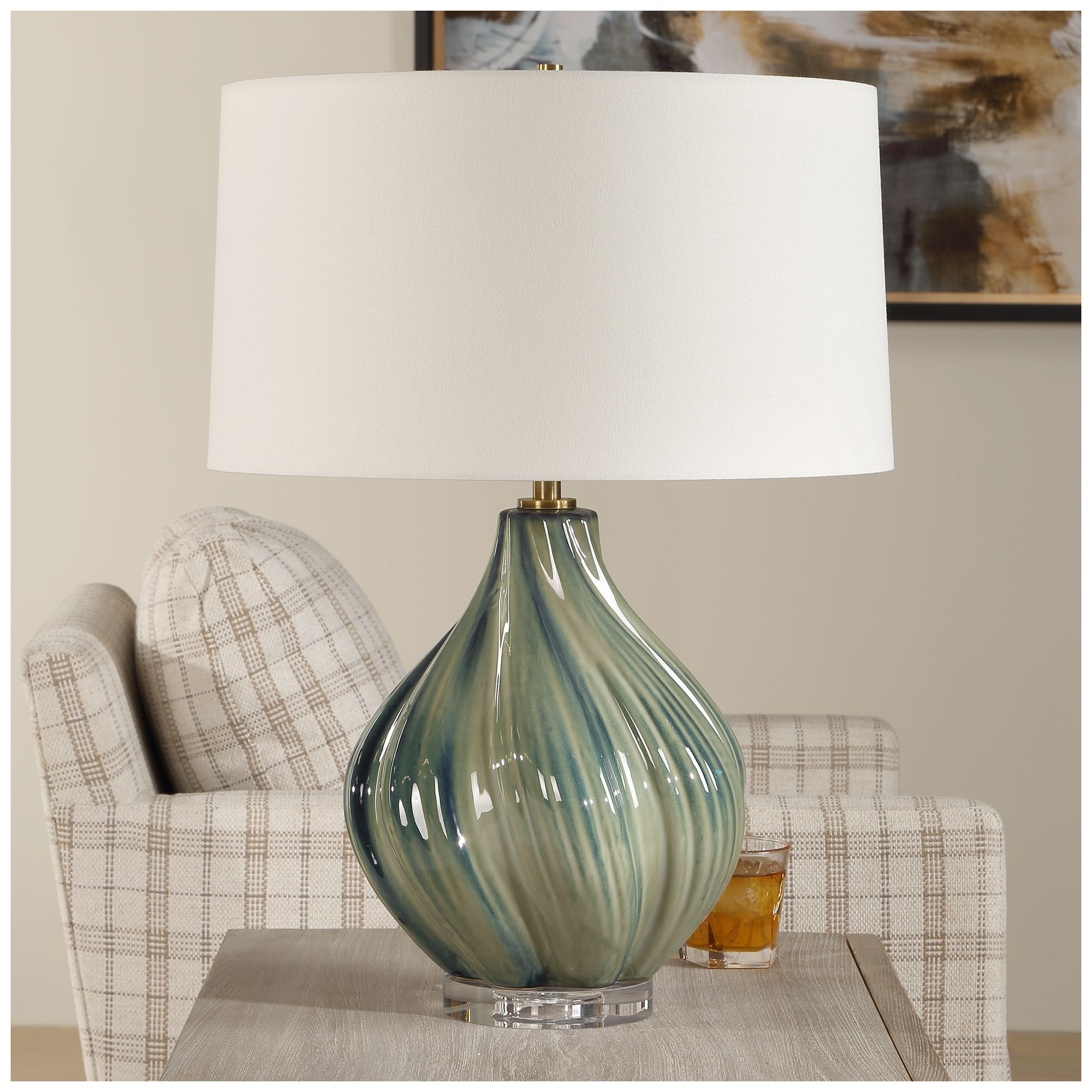 Image 3 Uttermost Tausha 25 1/2" Muted Green Ceramic Table Lamp more views