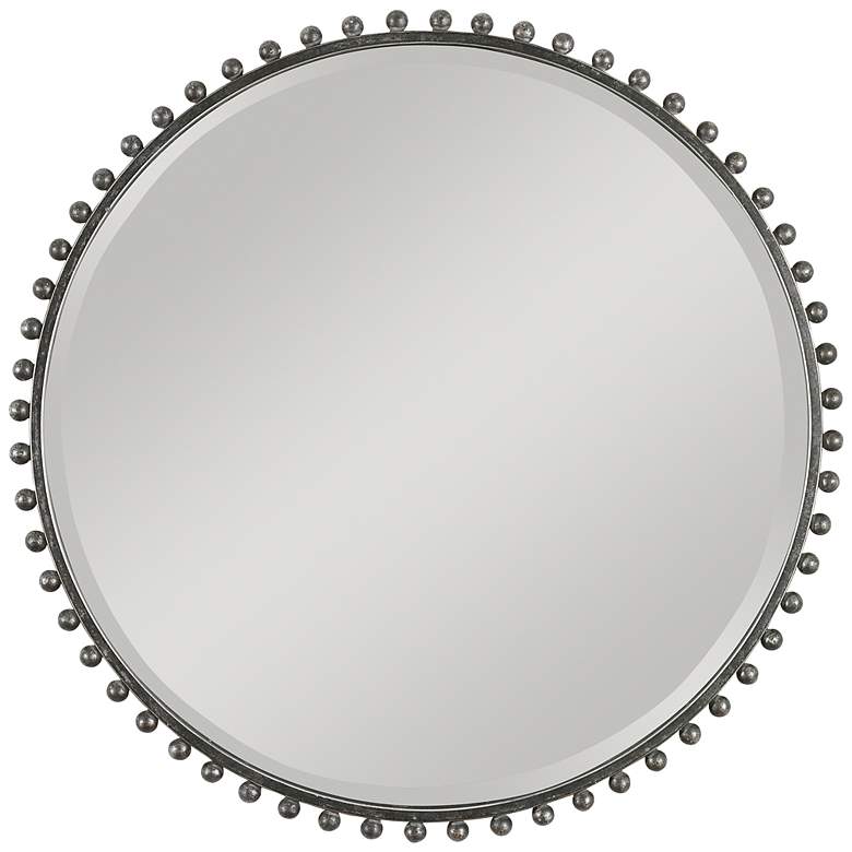 Image 2 Uttermost Taza Distressed Black 32 inch Round Wall Mirror