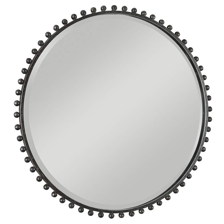 Image 4 Uttermost Taza Distressed Black 32" Round Wall Mirror more views