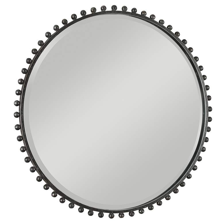 Image 4 Uttermost Taza Distressed Black 32 inch Round Wall Mirror more views