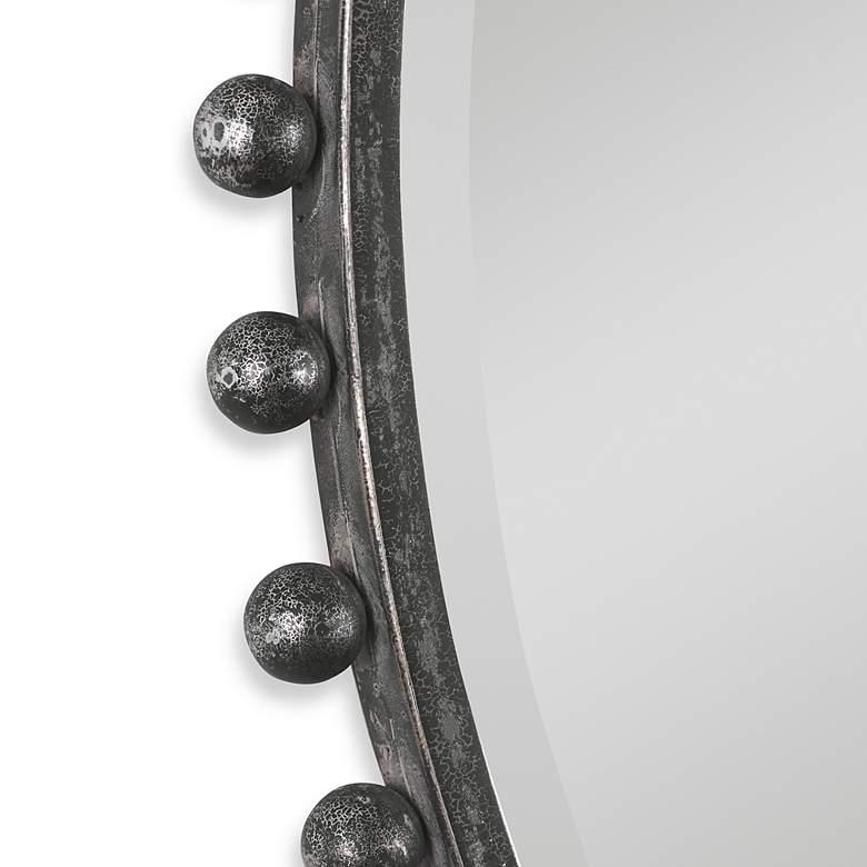 Image 6 Uttermost Taza Distressed Black 32" Round Wall Mirror more views