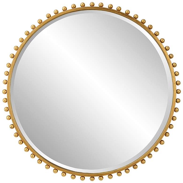 Image 2 Uttermost Taza Gold Leaf Iron 32" Round Wall Mirror