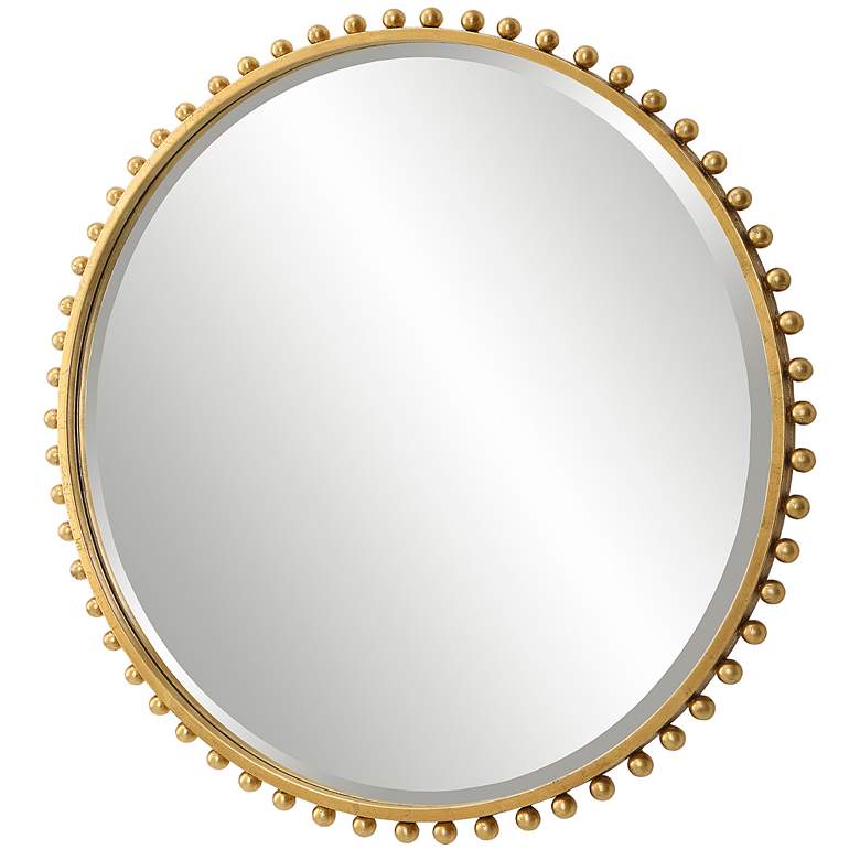 Image 4 Uttermost Taza Gold Leaf Iron 32" Round Wall Mirror more views